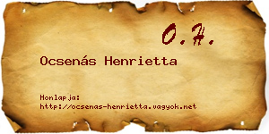 Ocsenás Henrietta névjegykártya